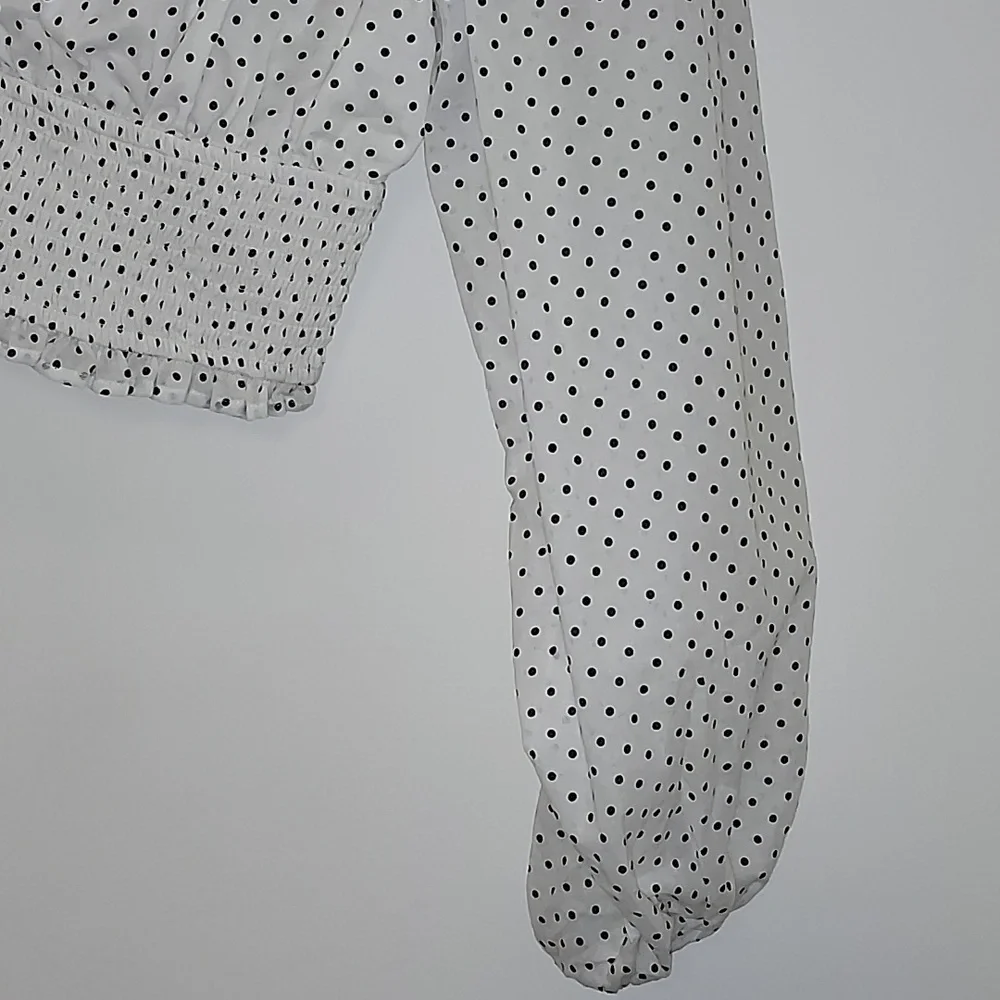 Revolve Majorelle Tate Smocked Long Sleeve Polkadotz Puff Sleeve CottageTop Sz S - Picture 7 of 16